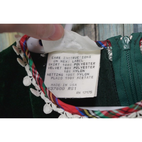Vintage Bonnie Jean Green Velvet Layered Dress Size 4 Toddler - Picture 11 of 12